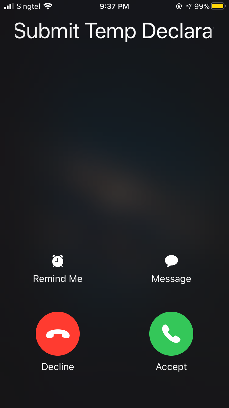 Screenshot of HTD Reminder call